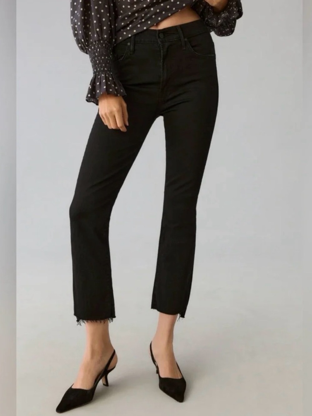 MOTHER The Insider Crop Womens's Jeans in Not Guilty Black Size 25
